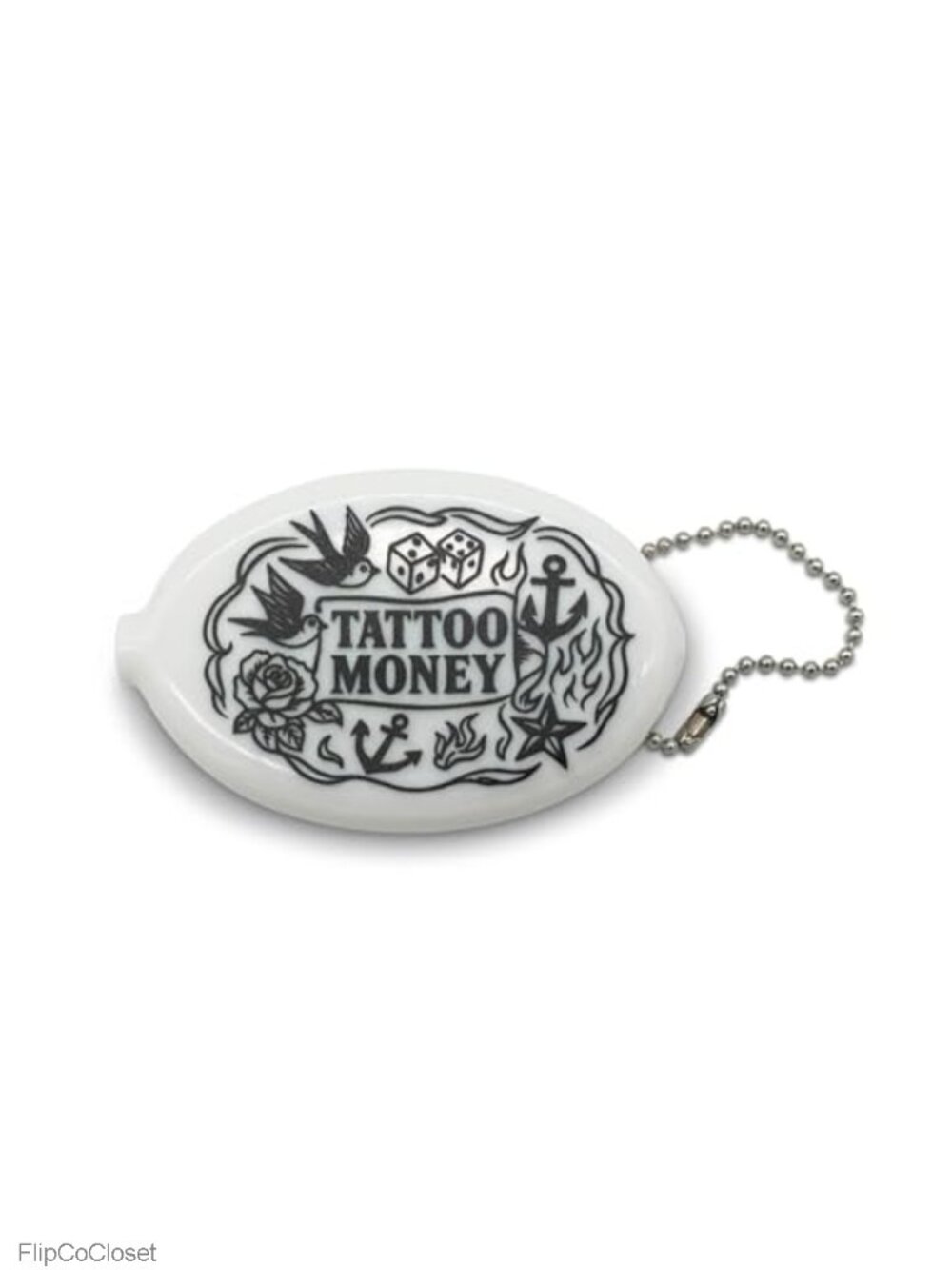 Tattoo Money Coin Purse Keychain Novelty Mini Zipper Pouch